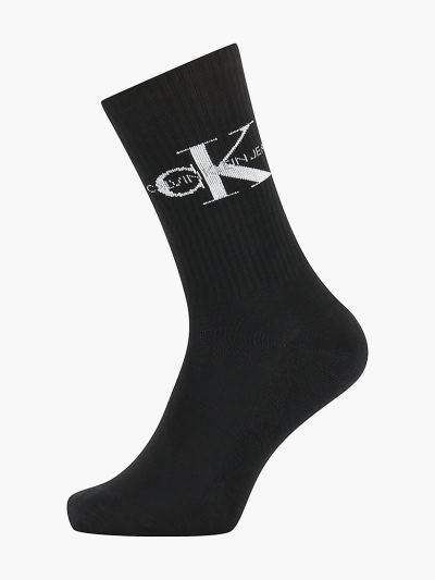 Calvin Klein Táskák & Kiegészítők HU884516 | Calvin Klein Logo Rib Crew Férfi Zokni Fekete / Fehér